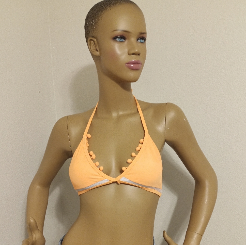 Orange Halter Bikini Top